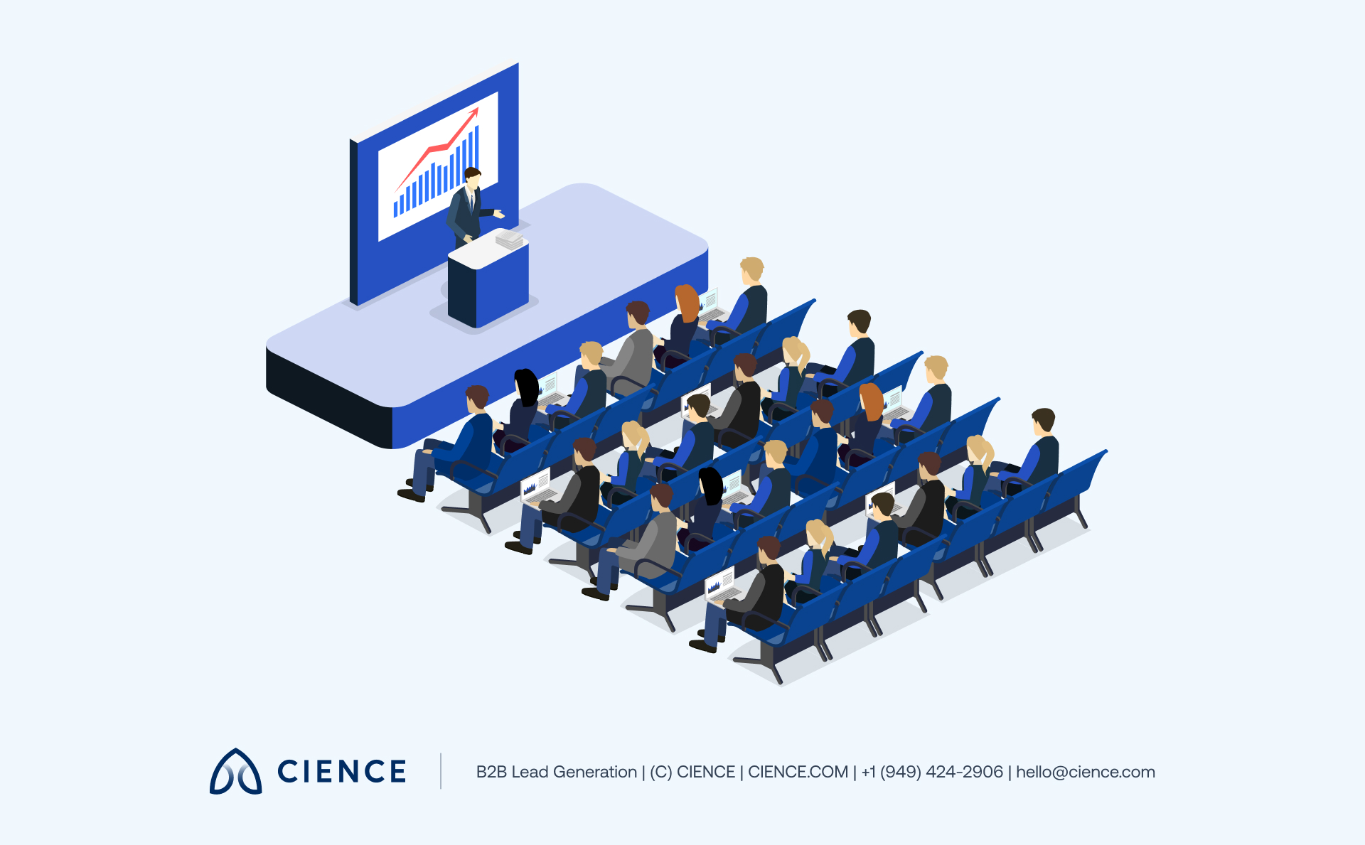 Sales and marketing conference floor with attendees networking at booths and exhibition stands